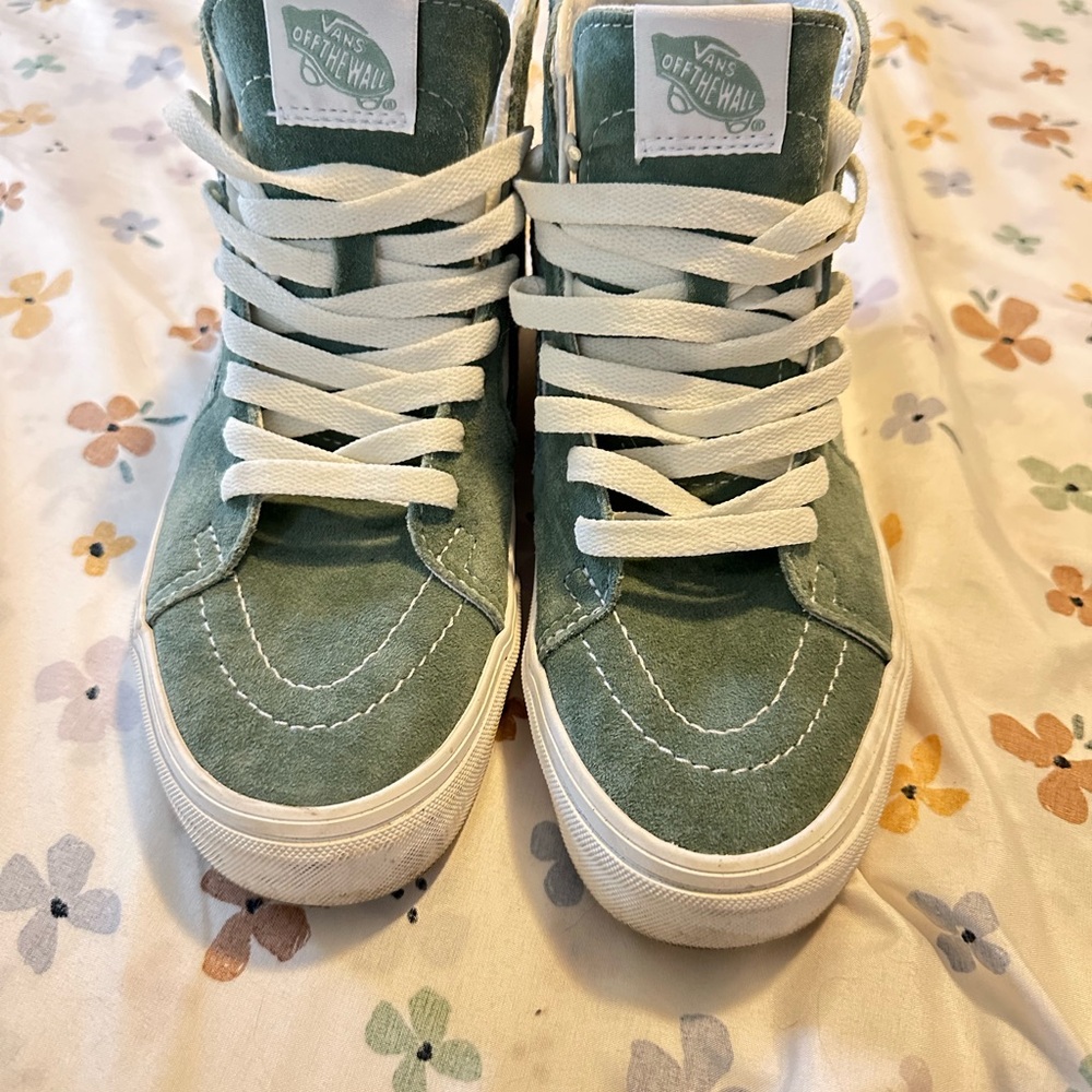 Vans Green and White Sk8-Hi Sneakers